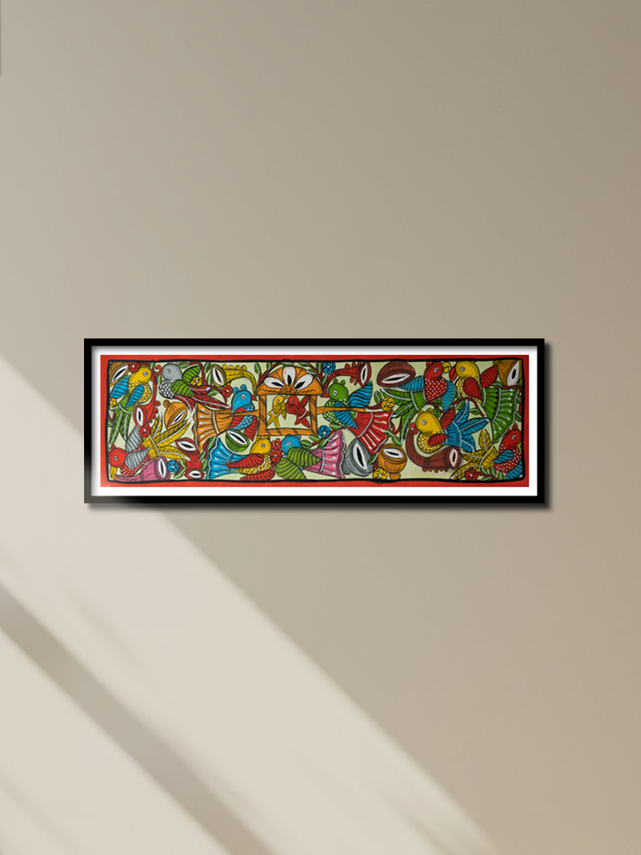 buy Bird marriage scene: Santhal-Tribal Pattachitra by Manoranjan Chitrakar