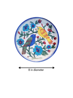 Birds Design on a plate in Blue pottery