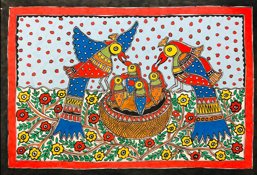 Birds, Madhubani by Ambika devi