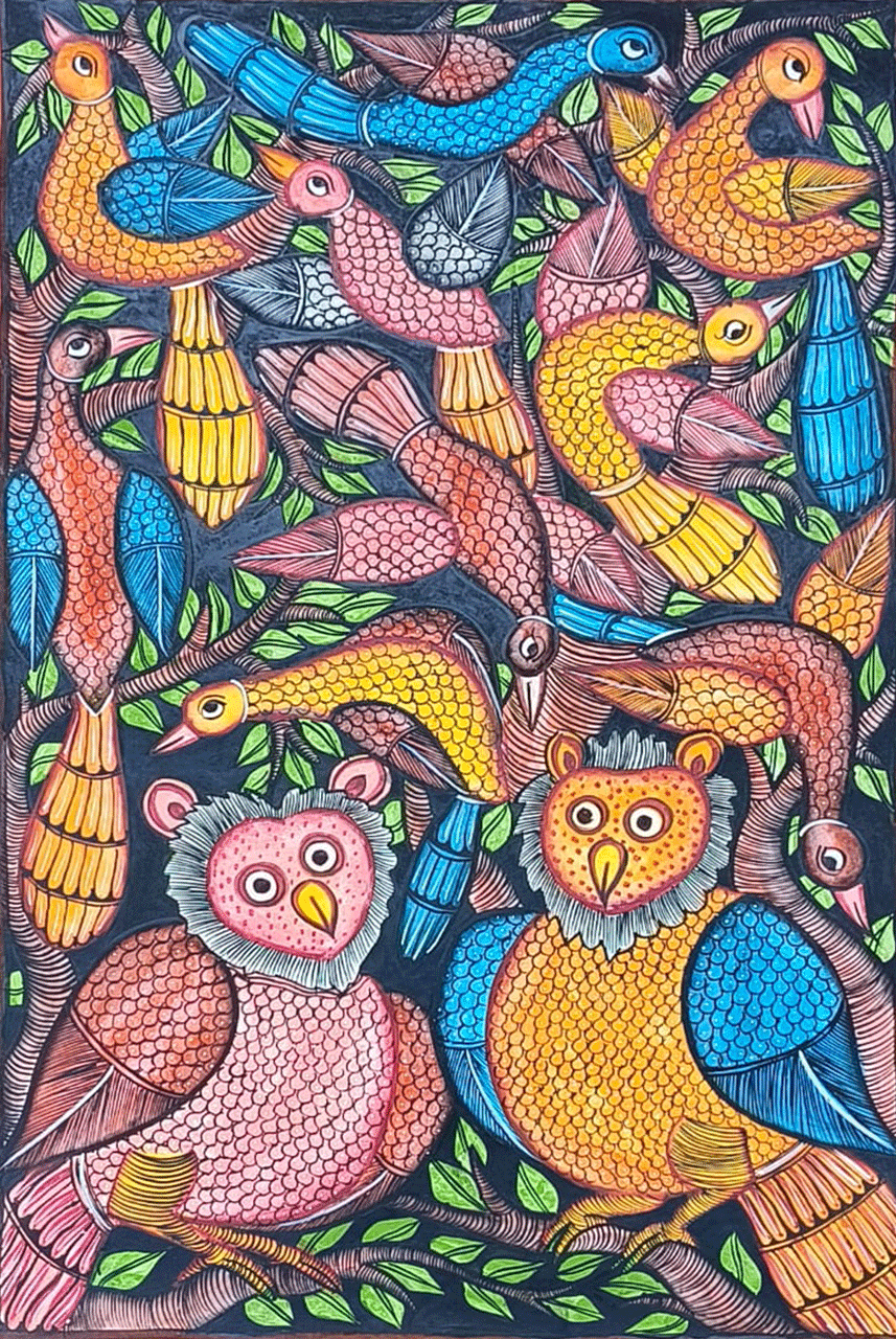 Buy Birds in Bengal Pattachitra by Laila Chitrakar