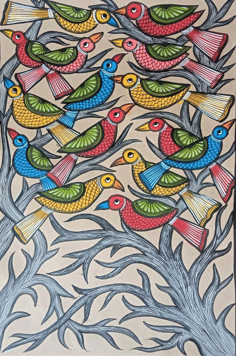 Buy Birds in Bengal Pattachitra by Laila Chitrakar