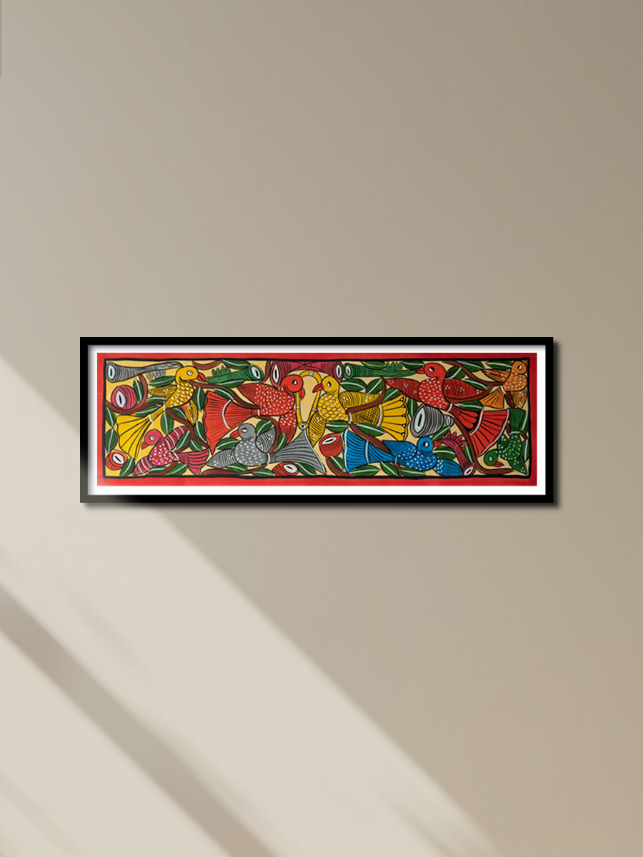 buy Birds in light hues: Santhal-Tribal Pattachitra by Manoranjan Chitrakar