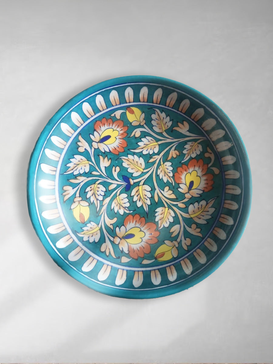 Buy Blended unity of serenity and vigor: Blue Pottery Plates by Vikram Singh Kharol