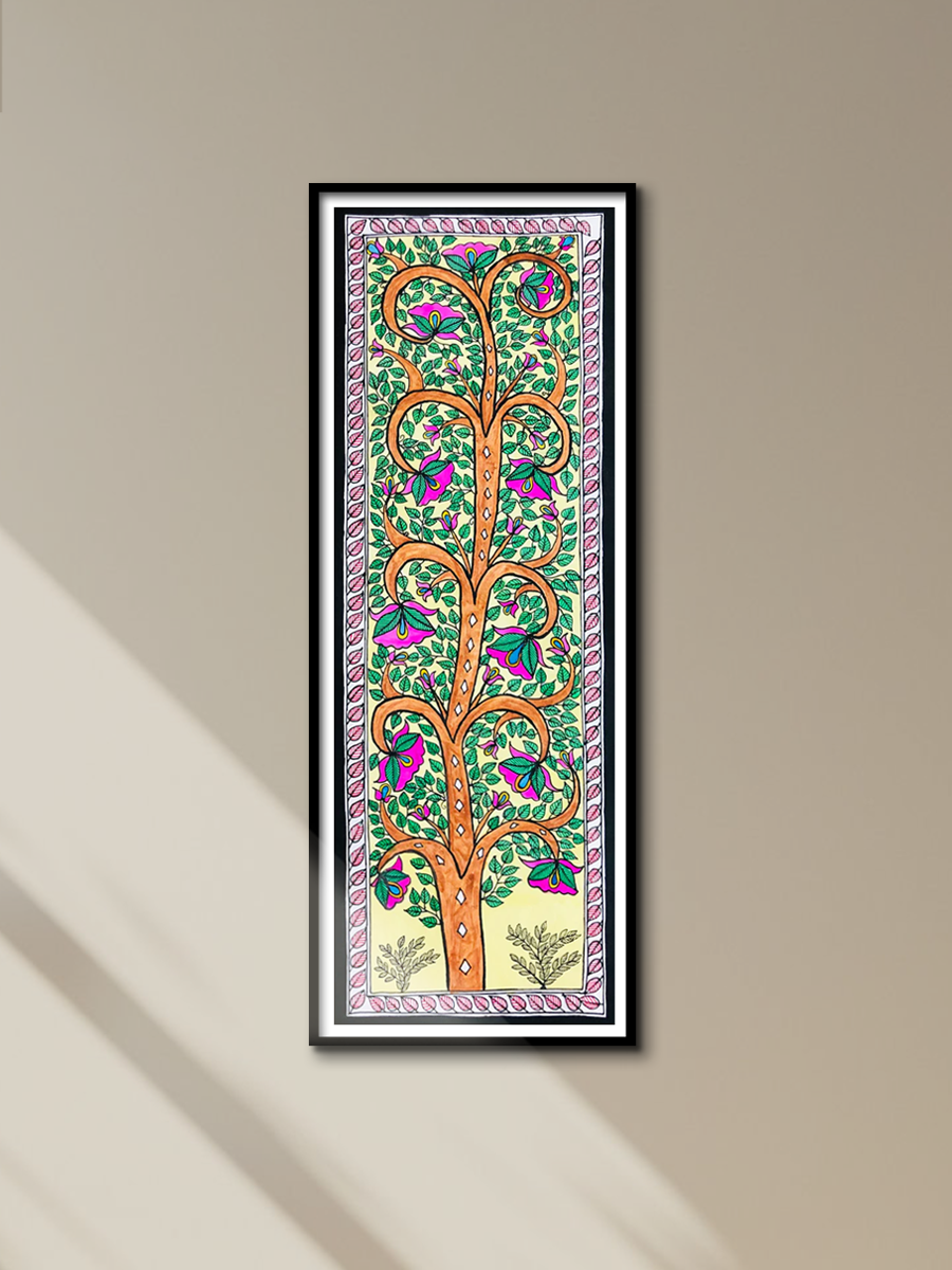 Blooming Splendour: A Radiant Tree in Madhubani Harmony by Ambika Devi