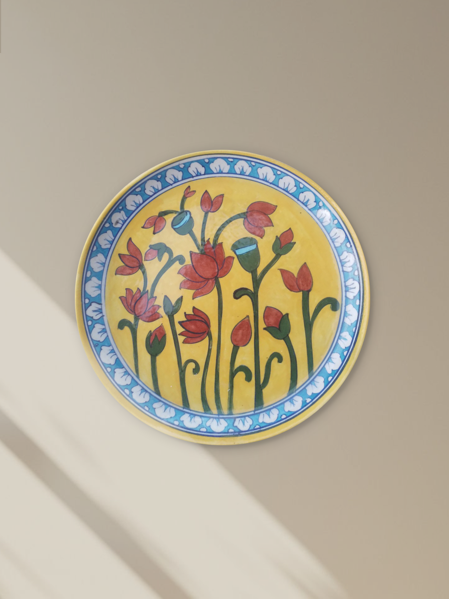 Shop Blooming flowers on plate in Blue pottery 