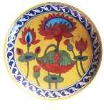 Buy Blossoming Lotus Flower on a plate in Blue Pottery