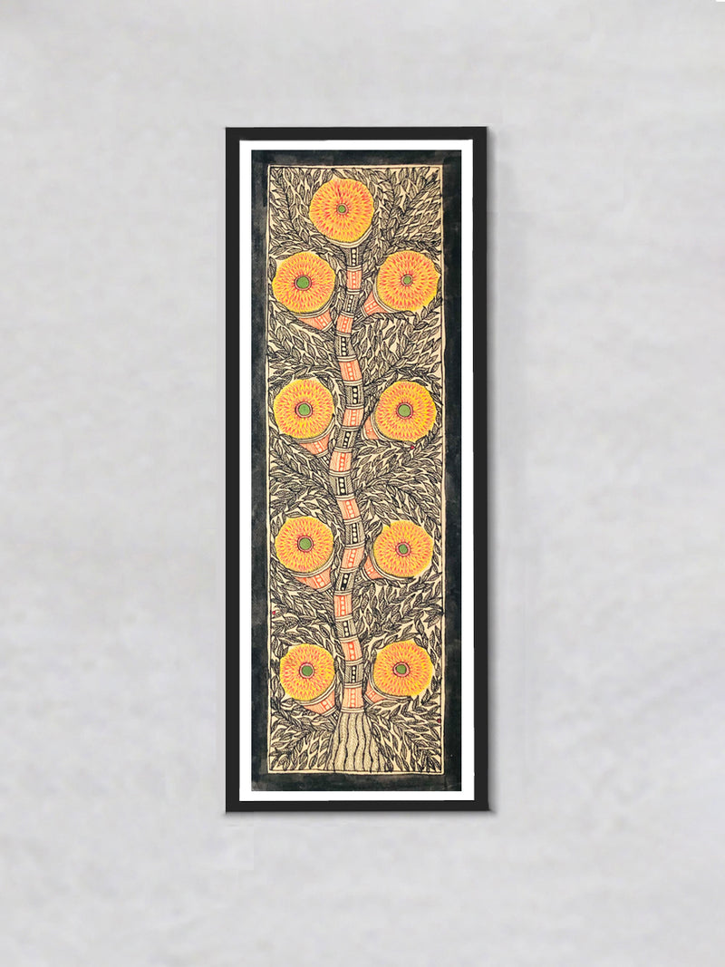 Blossoms of Radiance The lush tree tapestry Madhubani Painting by Ambika Devi