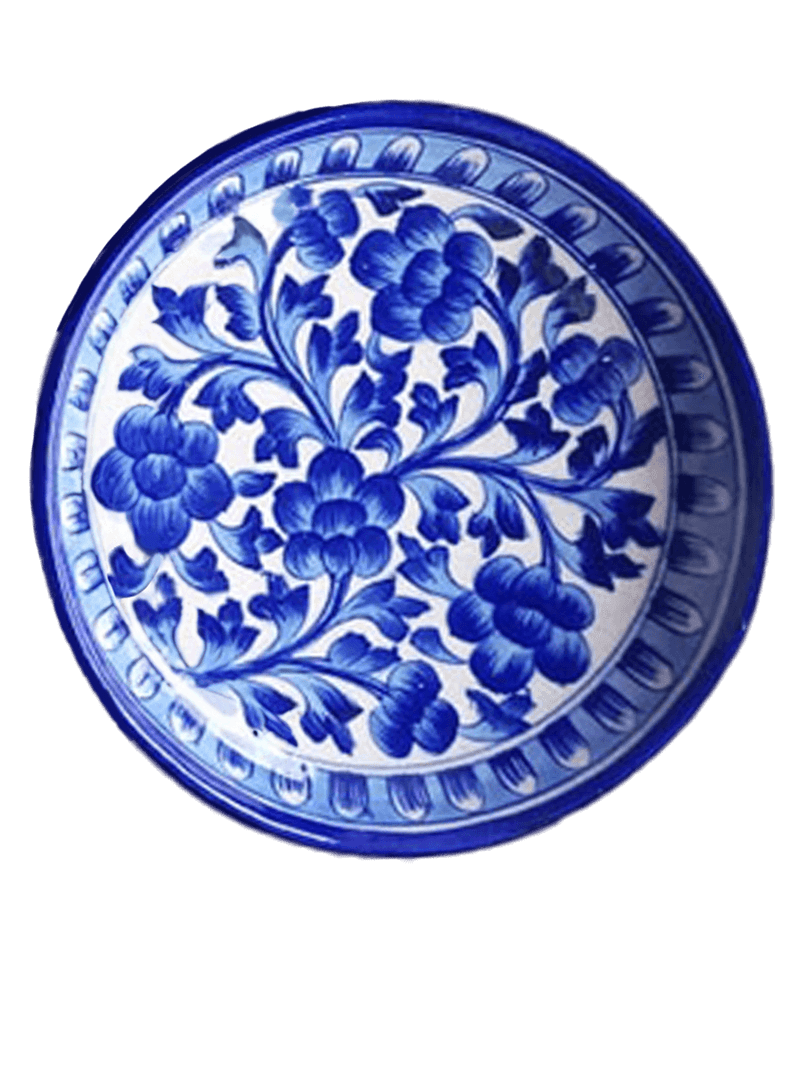 Order Online Blue Flowers in Blue Pottery Plates by Vikram Kharo