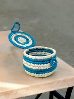 Shop Blue basket in Sabai Grass Work by Dipali Mura