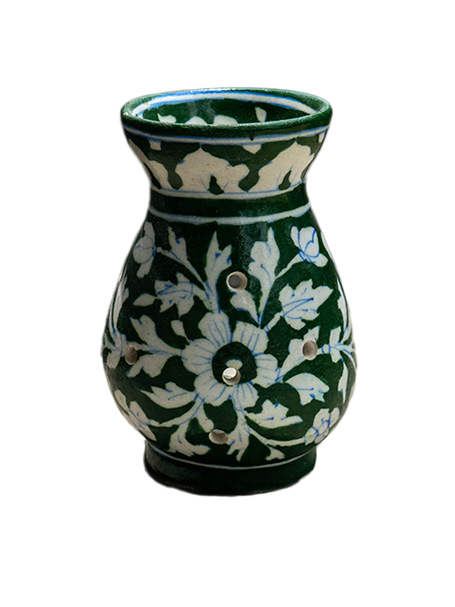 Shop Botanical Elegance: Tealight Glow in the Enchanted Green Pot Tealight holder Blue Pottery 