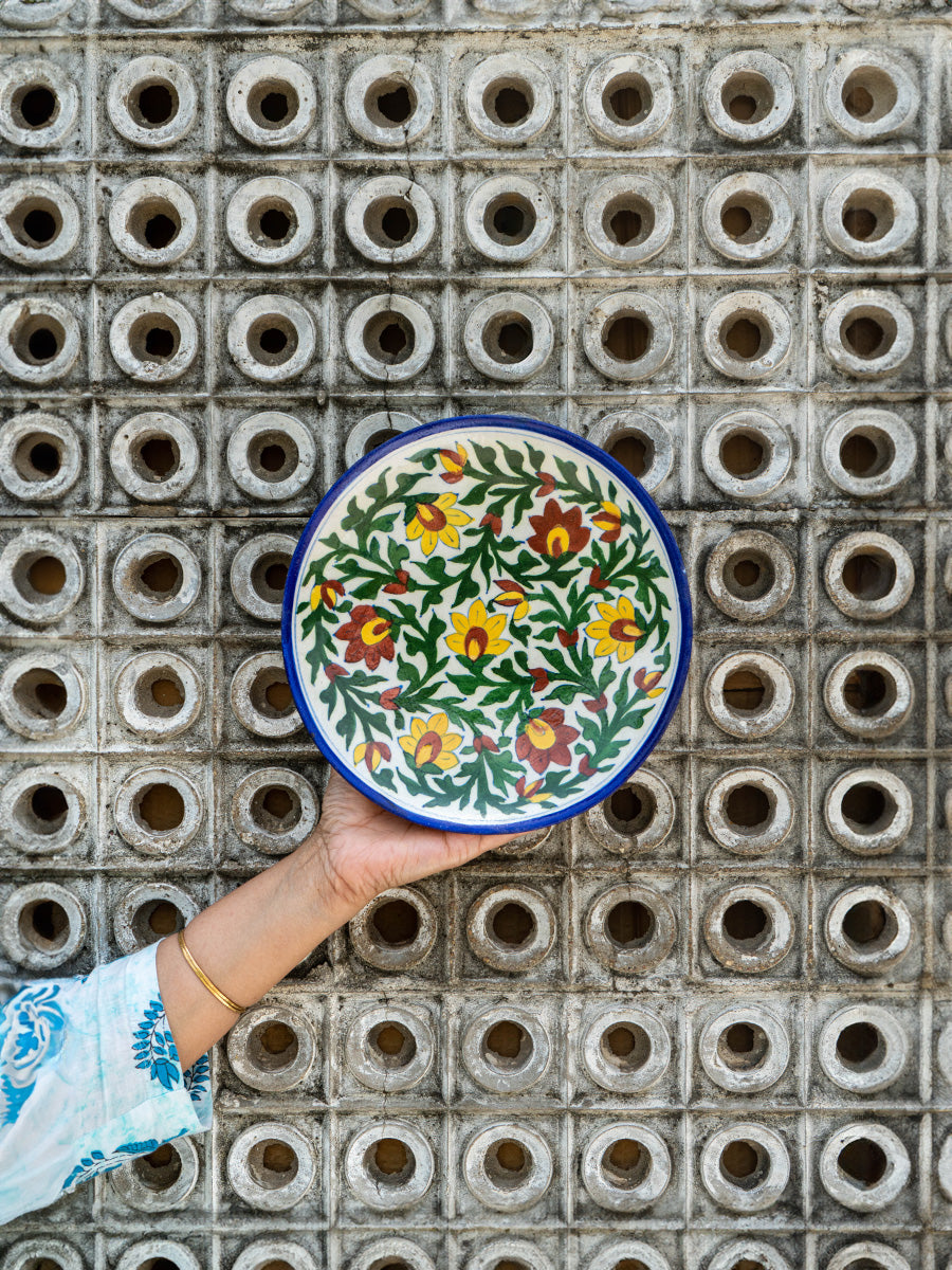 Handprinted Floral Wall plate for Sale