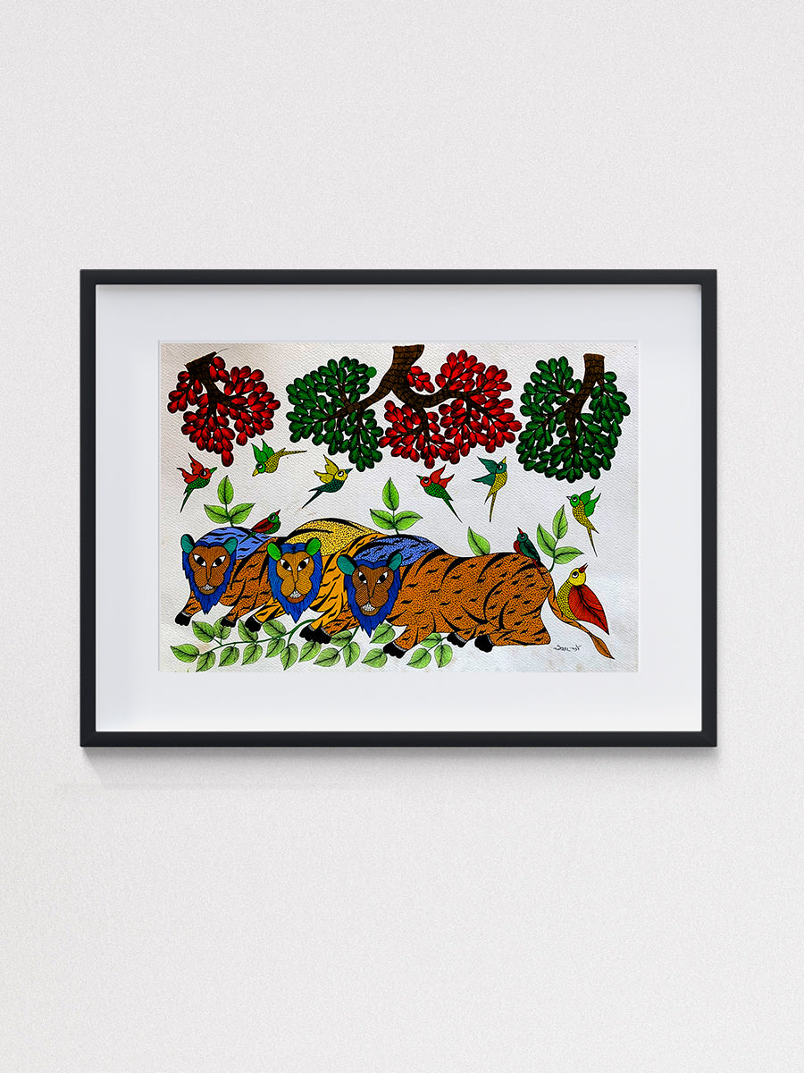 Tiger Gond Artwork from madhya pradesh for Sale