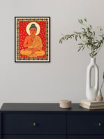 Buddha in Viktara Mudra Kalamkari Painting by Siva Reddy