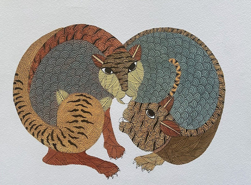 Buy Cats, Gond painting by Venkat Shyam