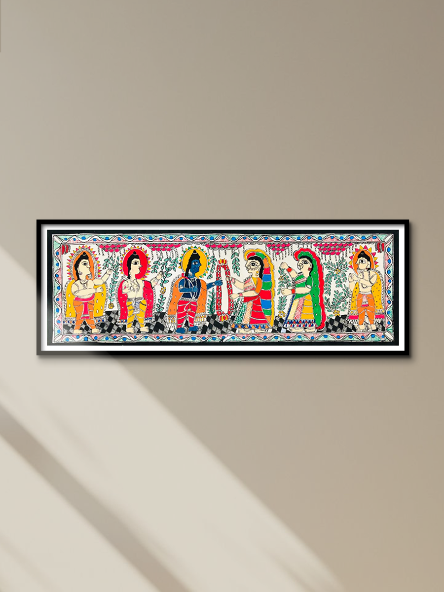 Celebration of Union: Sita-Ram Swayamvar in Madhubani Hues Madhubani Painting by Ambika Devi