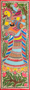 Buy Celestial Companions Peacock's Plume and the Fish's Tale Madhubani Art by Ambika Devi