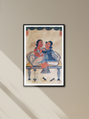 Shop Cherished Moments of Babu and Bibi:Kalighat painting by  Hasir Chitrakar