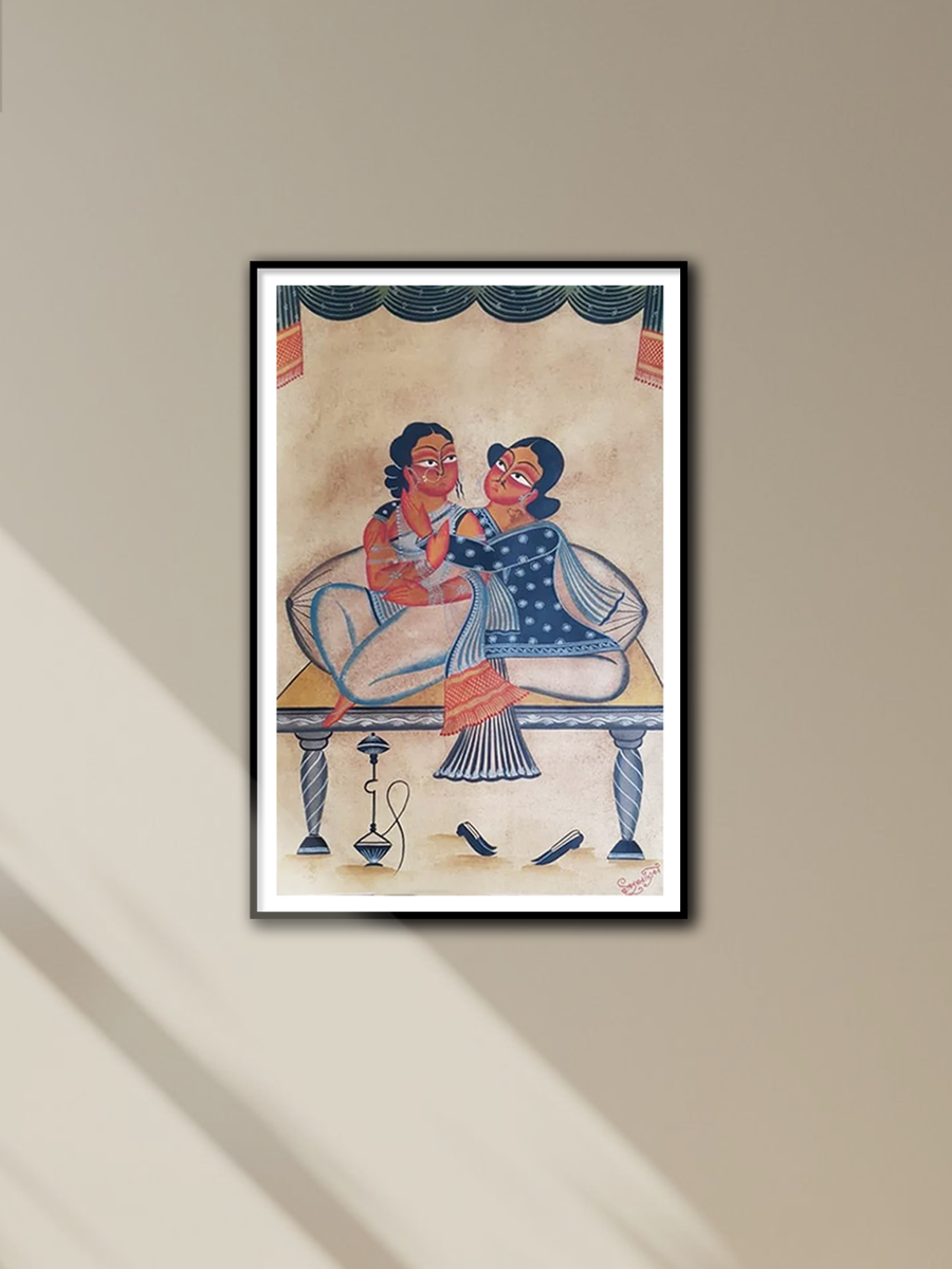 Shop Cherished Moments of Babu and Bibi:Kalighat painting by Manoranjan Chitrakar