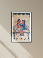 Shop Cherished Moments of Babu and Bibi:Kalighat painting by  Hasir Chitrakar