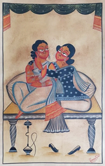 Buy Cherished Moments of Babu and Bibi:Kalighat painting by  HasirChitrakar