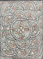 Buy Circle of Symphony - An Aquatic Tapestry, Madhubani Painting by Priti Karn