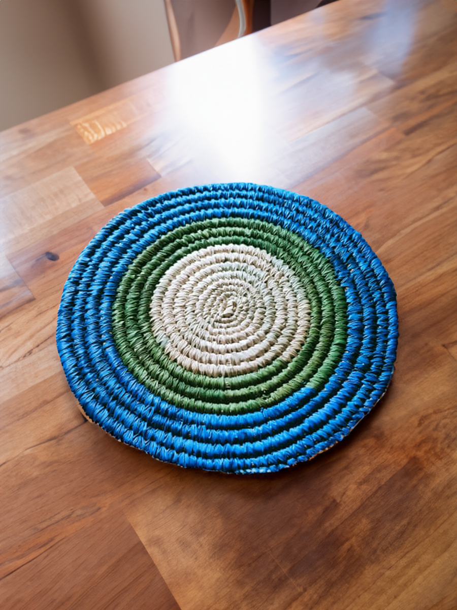 shop Circular Designed Coaster In Sabari Grass Work by Dipali Mura