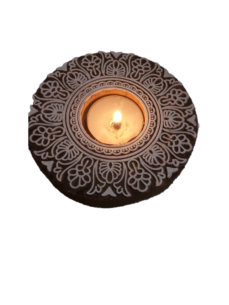 Buy Circular Diya Wood block art / rajasthani