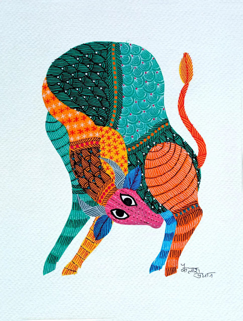 Collection of Animals in Gond Art Paintings by Kailash Pradhan