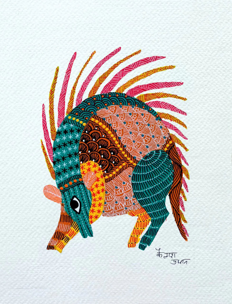 Collection of Animals in Gond Art Paintings by Kailash Pradhan