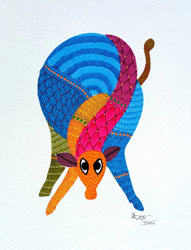 Collection of Animals in Gond Art Paintings by Kailash Pradhan