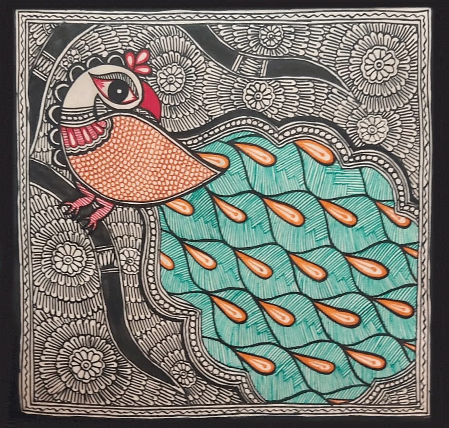 Buy Colorful Peacock in Madhubani by Priti Karn