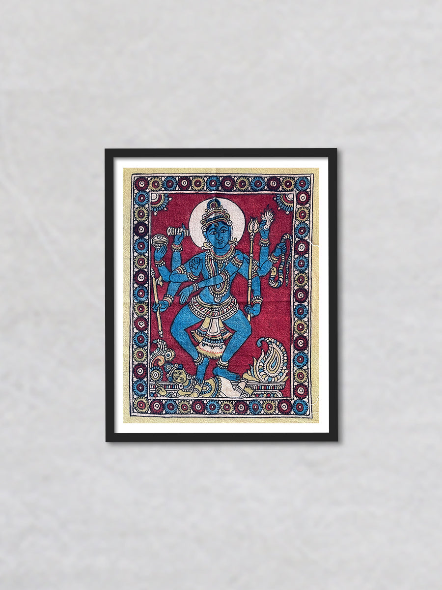 Cosmic Symphony: The Divine Dance of Lord Shiva Kalamkari Painting by Siva Reddy - For sell