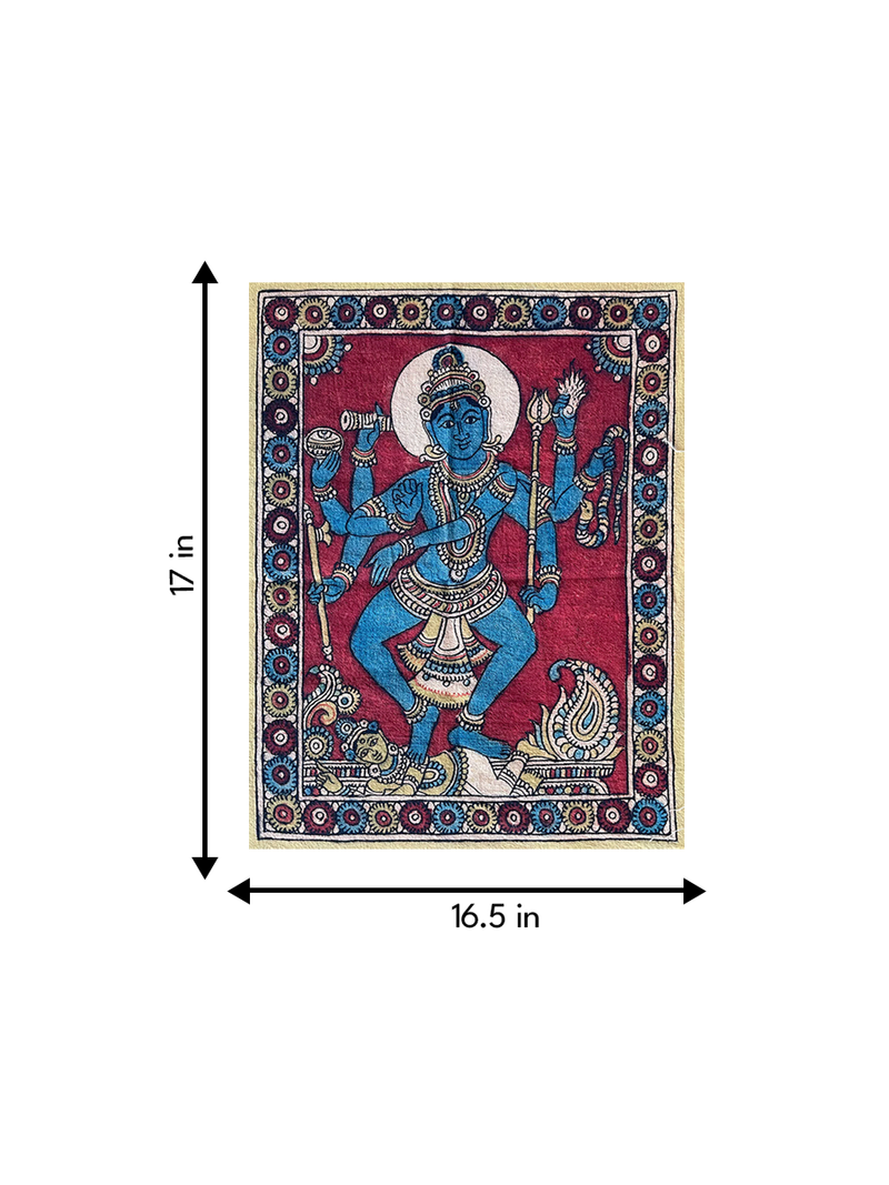 Cosmic Symphony: The Divine Dance of Lord Shiva Kalamkari Painting by Siva Reddy