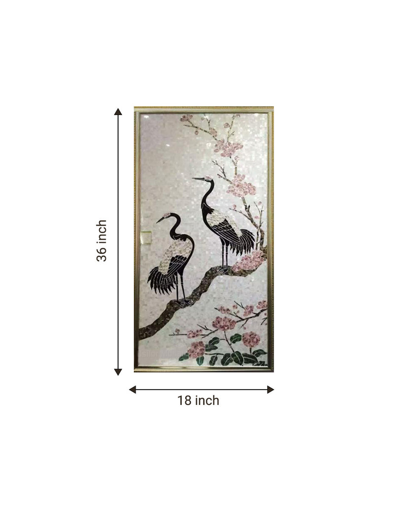 Cranes amidst the Cherryblossom in Marble Inlay for sale