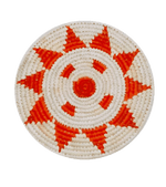 Buy Cream and Orange geometric patterned coaster Sabari Grass Work by Dipali Mura