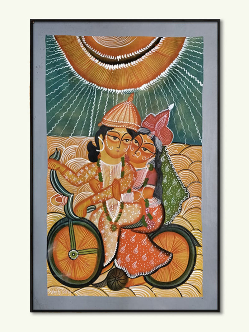 Cycle of Love: A Bengali Pattachitra Journey with Babu and Bibi Bengal Pattachitra by Swarna Chitrakar for sale