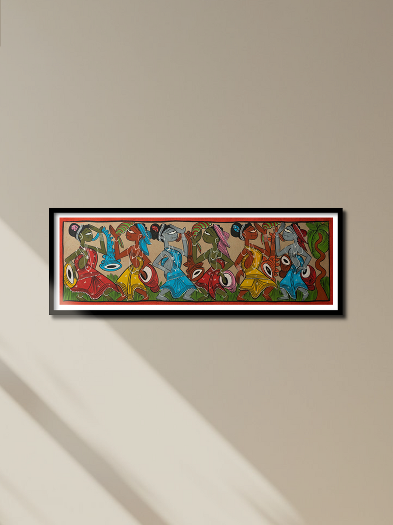 Dance of tribal people: Santhal-Tribal Pattachitra by Manoranjan Chitrakar