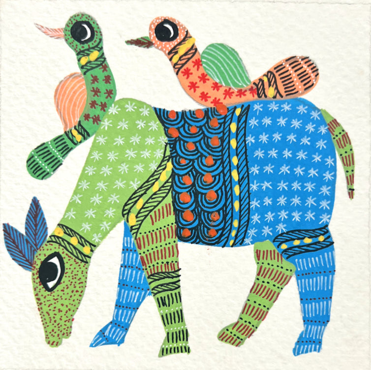 Buy Deer with 2 birds In Gond by Kailash Pradhan