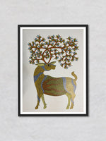 Deer with Tree, Gond Painting by Venkat Shyam