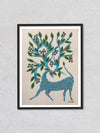 Deer with a Tree, Bhil Art by Geeta Bariya