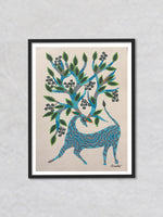 Deer with a Tree, Bhil Art by Geeta Bariya