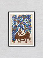 Deer with a Tree, Bhil Art by Geeta Bariya