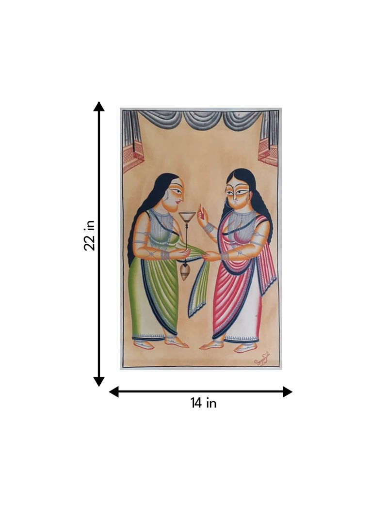 Delightful Friendship:Kalighat painting for sale