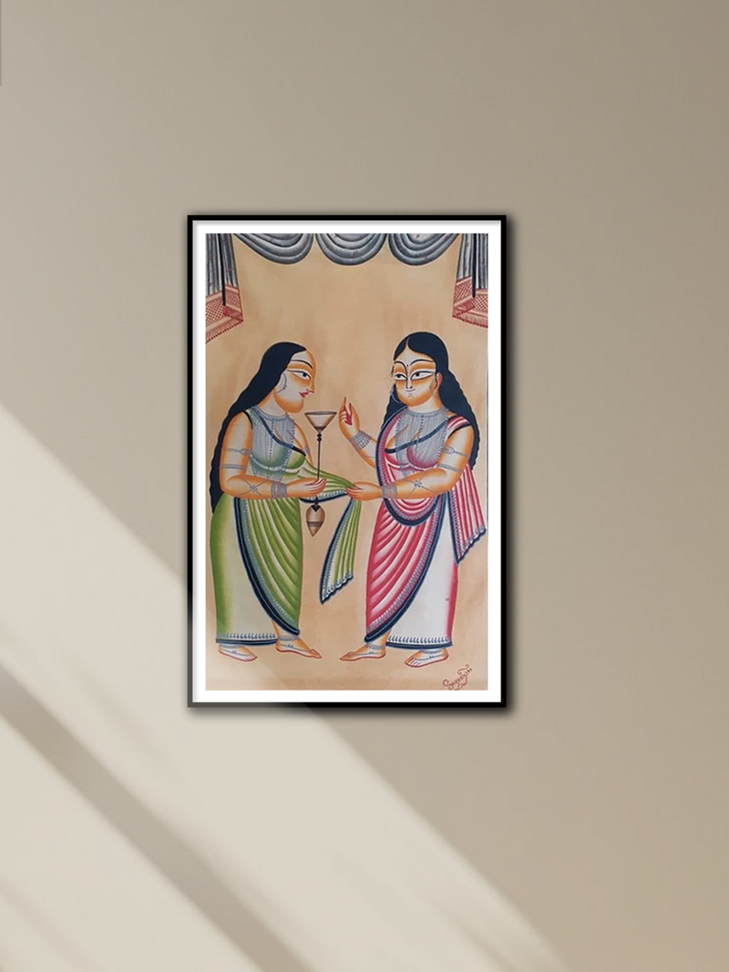 Shop Delightful Friendship:Kalighat painting by Hasir Chitrakar