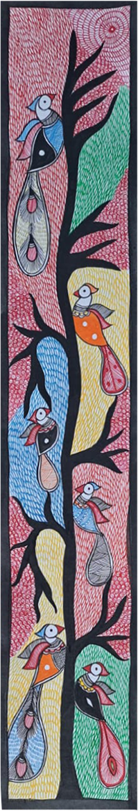 Buy Depiction of a colorful tree owing birds: Madhubani by Vibhuti Nath