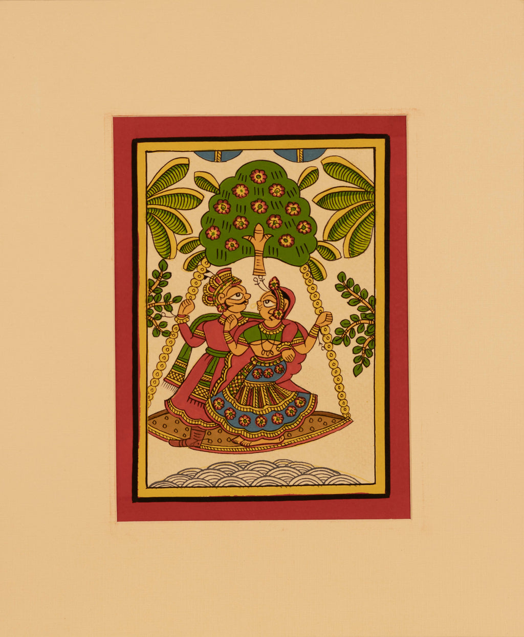 Depiction of couples on a swing: Phad by Kalyan Joshi