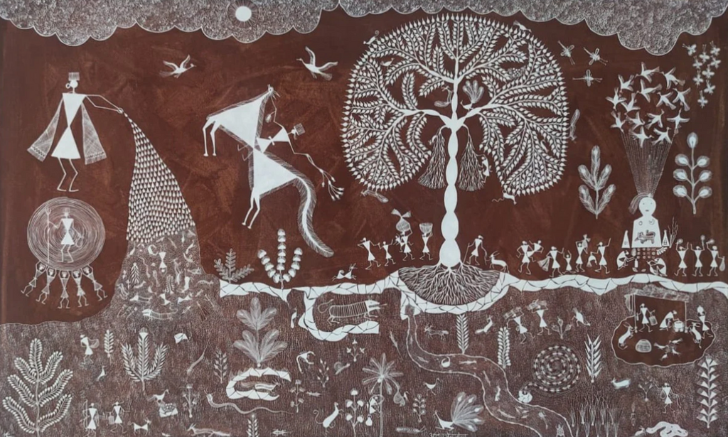 Dhartari Mata: Warli Painting by Anil Wangad