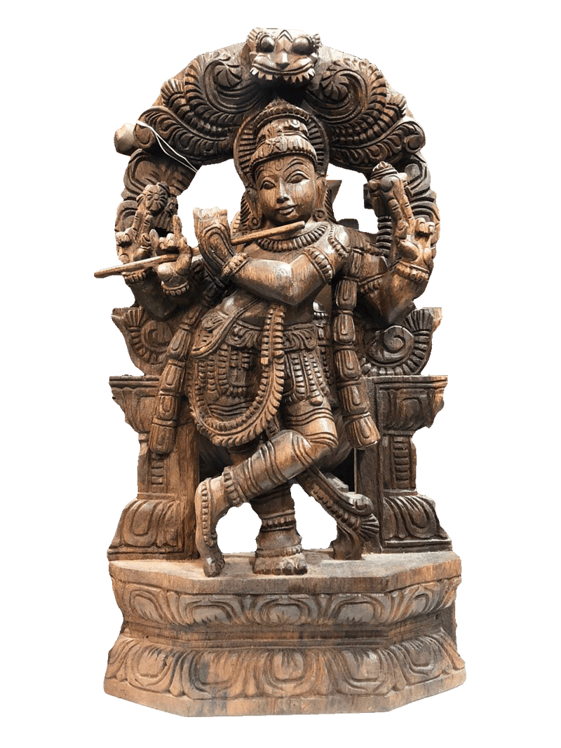 Buy Lord Krishna wooden Artwork 