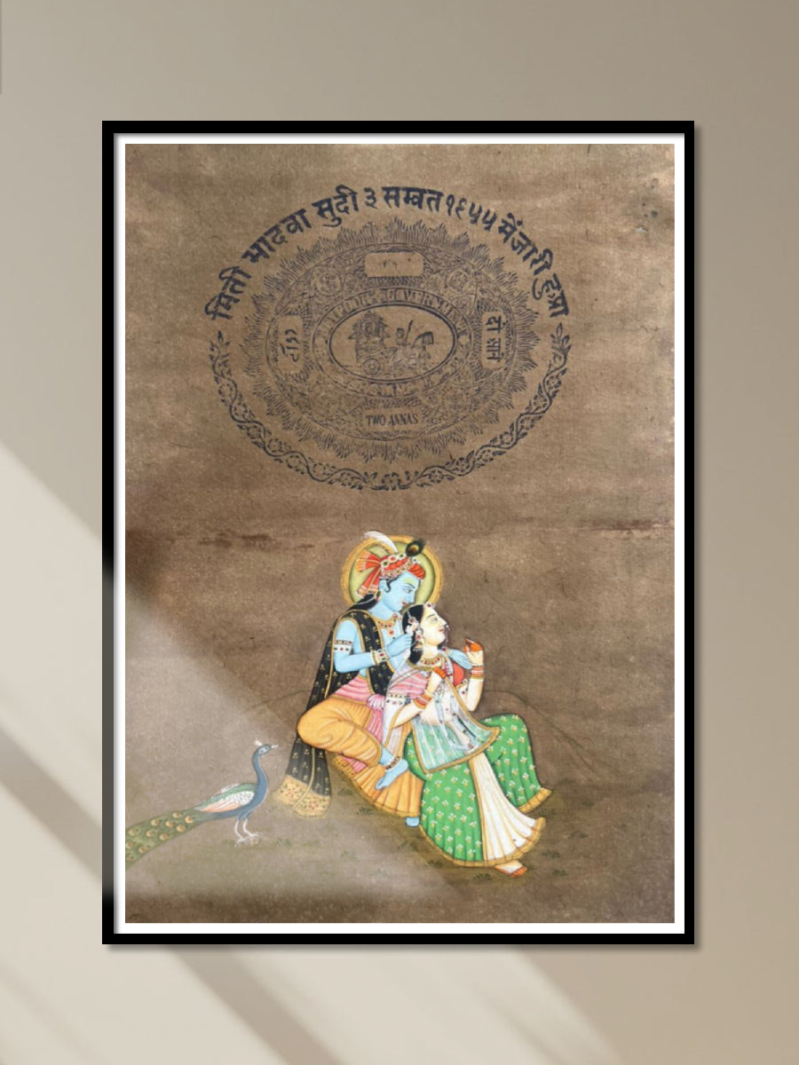 Shop Divine Love Of Krishna In Mughal Miniature by Mohan Prajapati