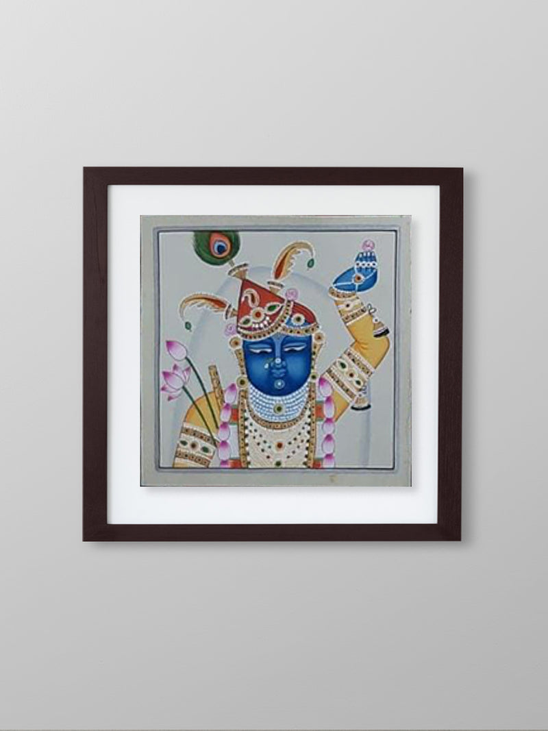 Divine Revelry: Shrinathji Splendour through Pichwai Artwork Pichwai Painting by Shehzaad Ali Sherani for sale 